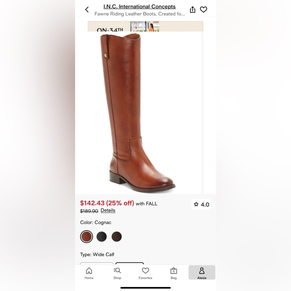 INC International Concepts Tan Over the Knee Boots